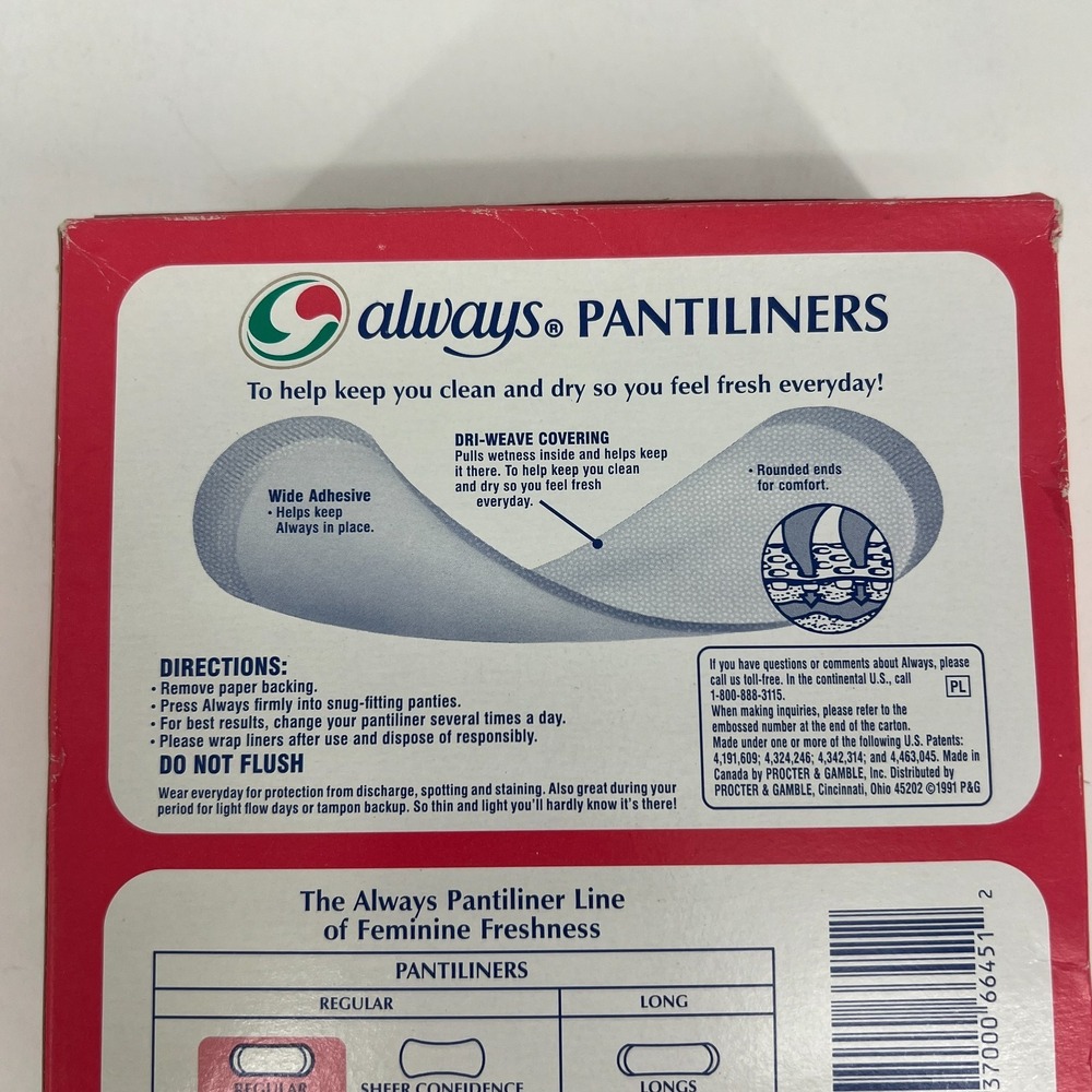 Always Vintage Pantiliners with DRI-Weave Regular L - 63 Liners (Few Missing) - Picture 9 of 10